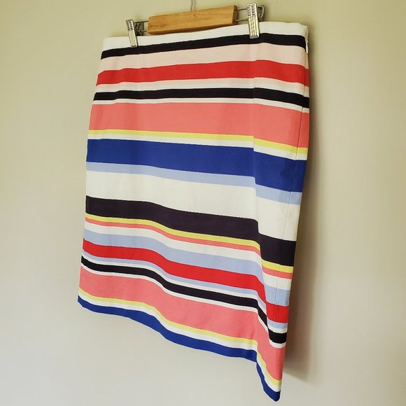 Talbots multi color stripe cotton midi skirt 12 - Picture 3 of 7